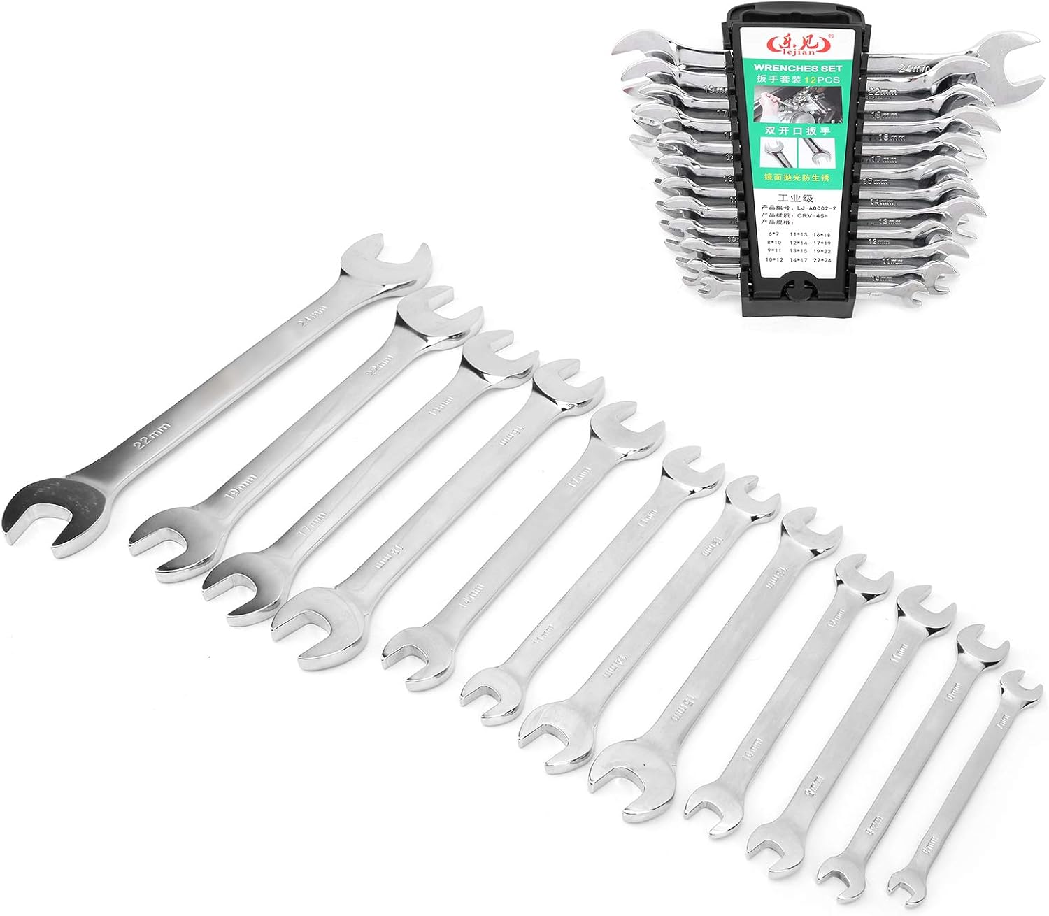 Fafeicy Wrench, 12pcs Wrench Set Professional Spanner Repairing Hand Tools Steel Wrenches with Holder, Wrenches