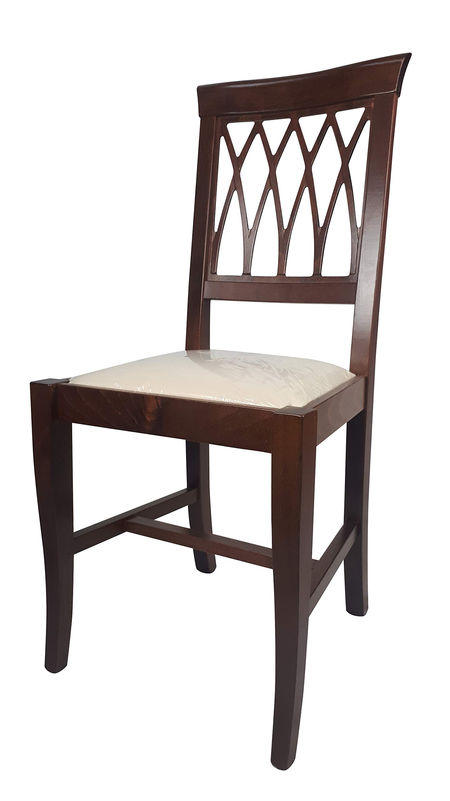 Sedam Srl Sedia Griglia, in Legno Massello, Vari Colori e Sedute, ORDINE MINIMO 2 PEZZI (Noce, Imbottita Beige)