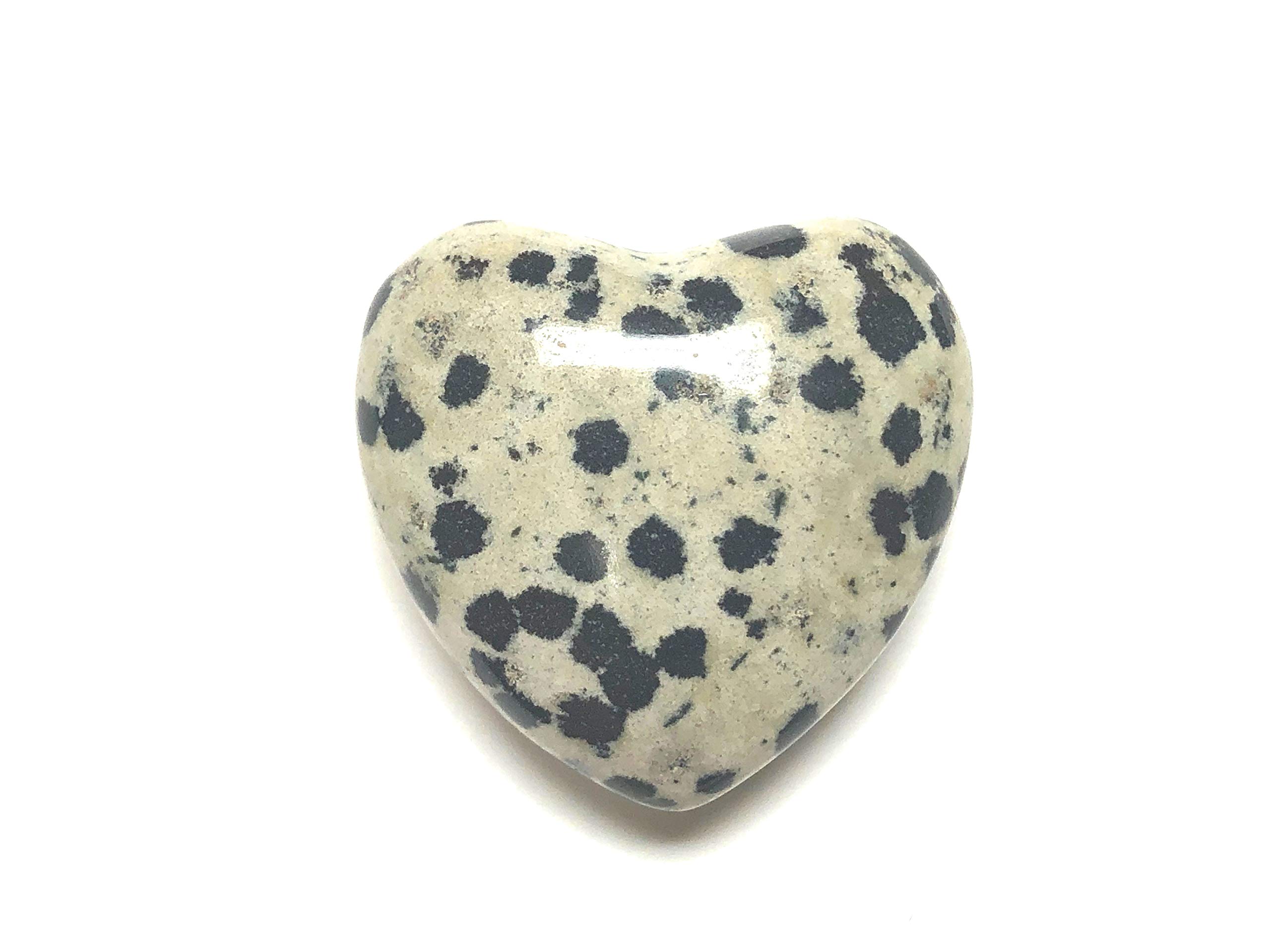 Zentron Crystal CollectionZentron Crystal Collection 30MM All Natural Polished Pocket Gemstone Crystal Puff Heart and Velvet Pouch (Dalmation Jasper)