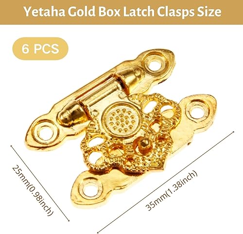 Miniatura 2 de 6 cierres de caja con tornillos, cierres decorativos para gabinete, joyería, caja de madera, hebilla, oro, 1.378 x 0.984 in