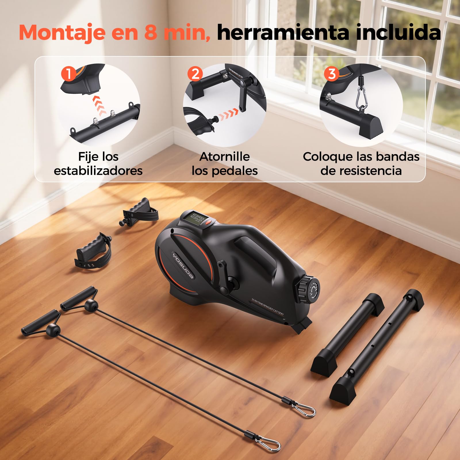 YOSUDA Mini Bicicleta Estática, Pedaleador con 2 Bandas de Resistencia, Pedaleador para Ancianos, Pedales Estáticos Personas Mayores con Tapete Antideslizante
