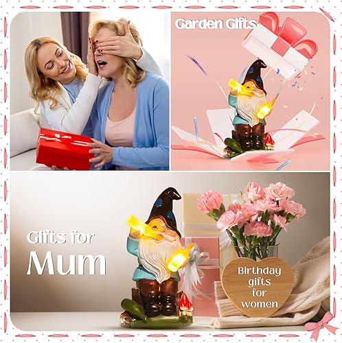 Miniatura 2 de DKJOCKY Estatuas solares de gnomos de jardín, divertido gnomo con luces LED, decoración de gnomos para patio, balcón, patio, césped, regalo novedoso