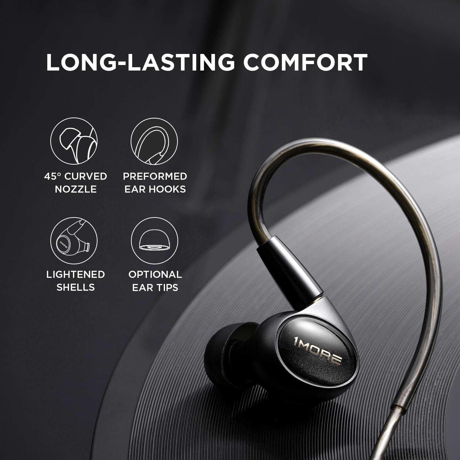 1MORE Penta Écouteurs intra-auriculaires certifiés haute résolution HiFi filaire IEM, connecteur MMCX amovible, microphone MEMS et contrôle 3 en 1, pour smartphones/PC/tablette
