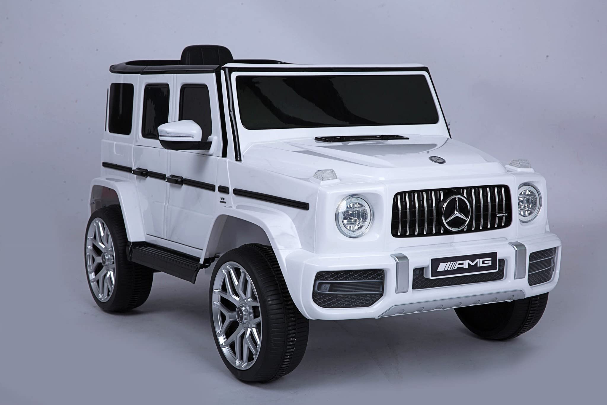 FINOOS Véhicule Voiture électrique Enfant Mercedes G63 AMG 12V avec Télécommande, Bluetooth, Effets sonores, Lumineux (Blanc)