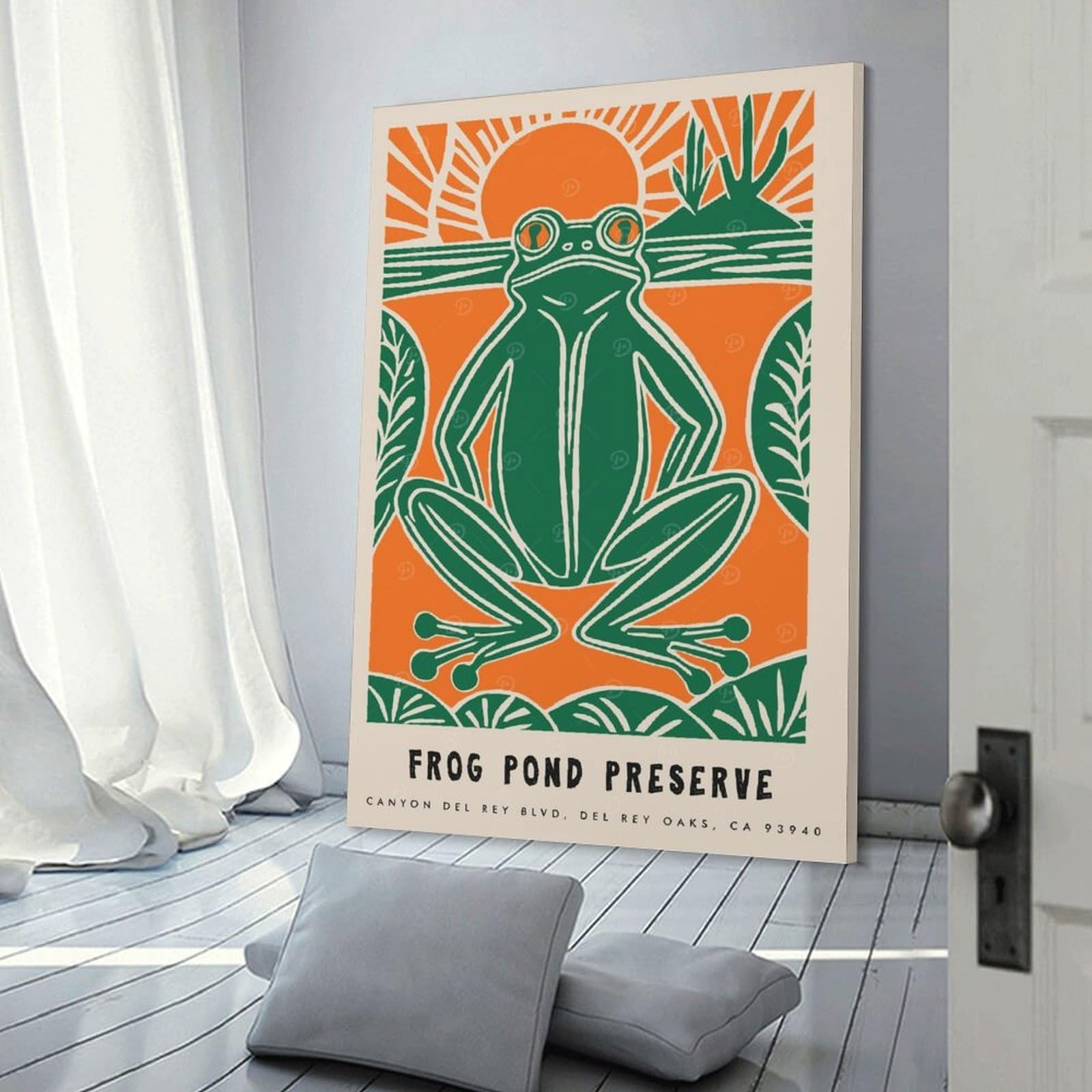 Junmoney Funny Frog Travel Art Wall Art Print 16x24inch(40x60cm), for Home, Office, Studio Or Guest Room, A Flexible Wall Accent for Shared Spaces
