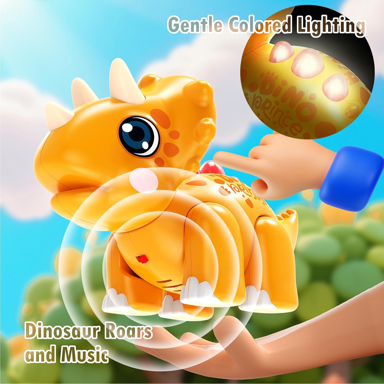 Marstone Toddler Dinosaur Toys for 1 Year Old Boy Gifts: Educational Light Up Sound Building Baby Musical Toys 12-18 Months, Mix and Match Learning Birthday for 1 2 3 Year Old Kids