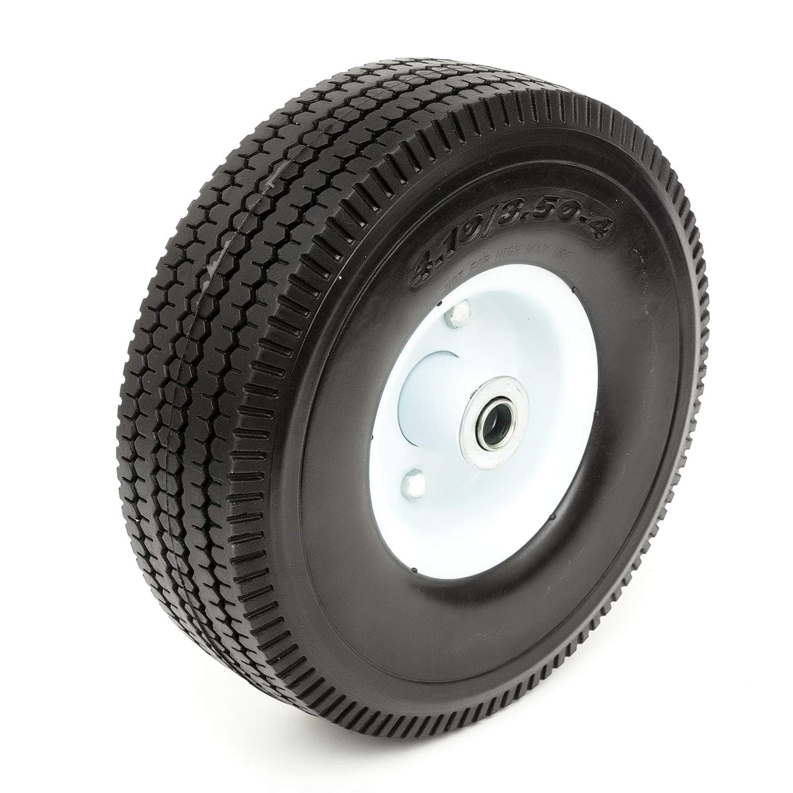10'' Inch PU Tyre Metal Wheel 4.10/3.50-4 Solid Puncture Proof 16mm Bore Unpowered Push Along Lawnmower