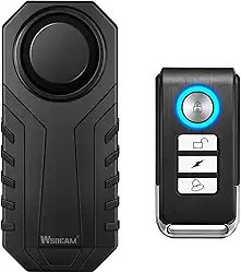 Wsdcam Alarme de bicicleta de 113 dB, sensor de movimento de vibração sem fio, à prova d'água, alarme de motocicleta com controle remoto