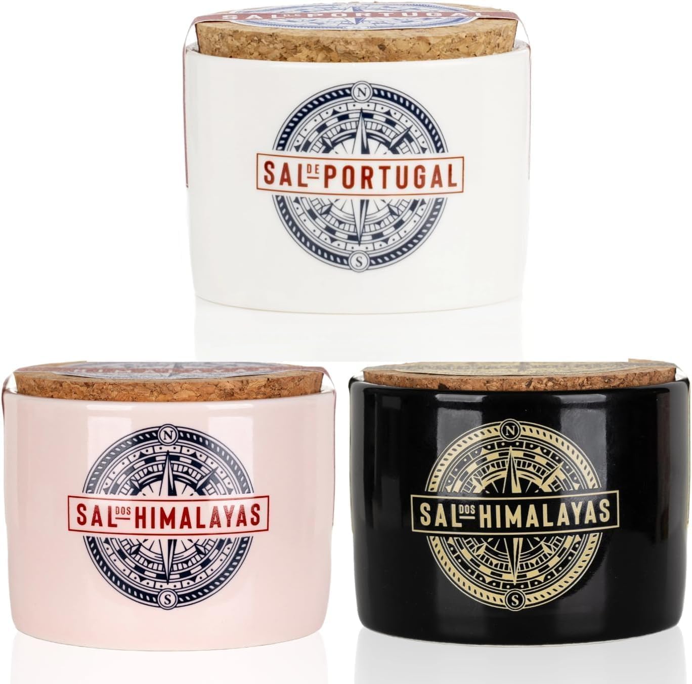 Tris di Sali Gourmet – Fior di Sale Portoghese, Rosa dell’Himalaya e Nero dell’Himalaya – Confezione da 3 x 150 g – Sali Naturali da Cucina e da Finitura