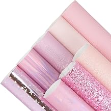 8 Pieces 8x12 Inch Pink Series Faux Leather Sheets Including 7 Kinds Leather Sheets for Leather Bows and Earrings Making