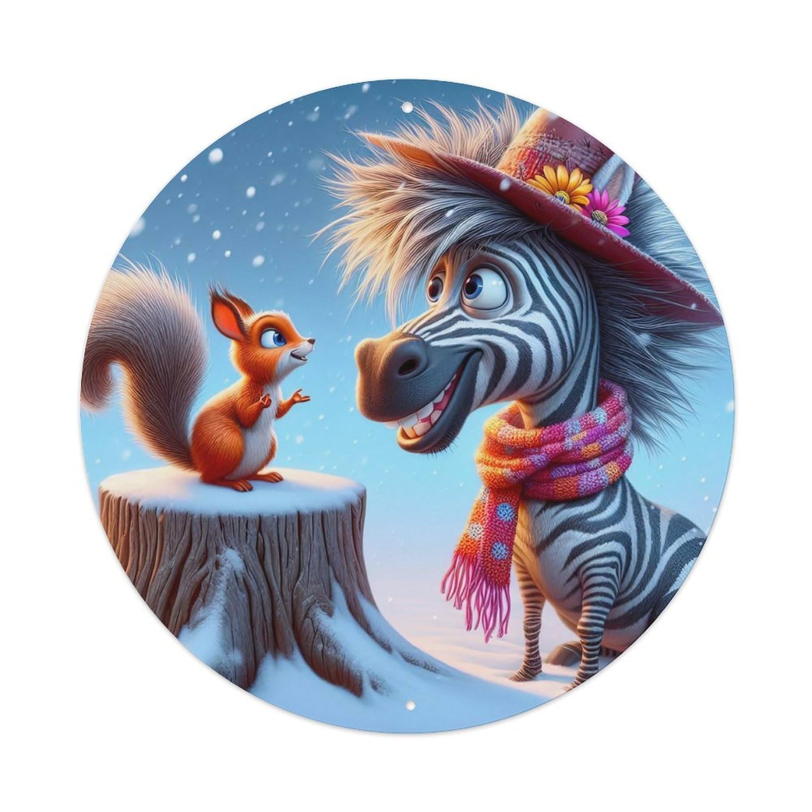 Animal Winter Zebra Fun Metal Tin Sign