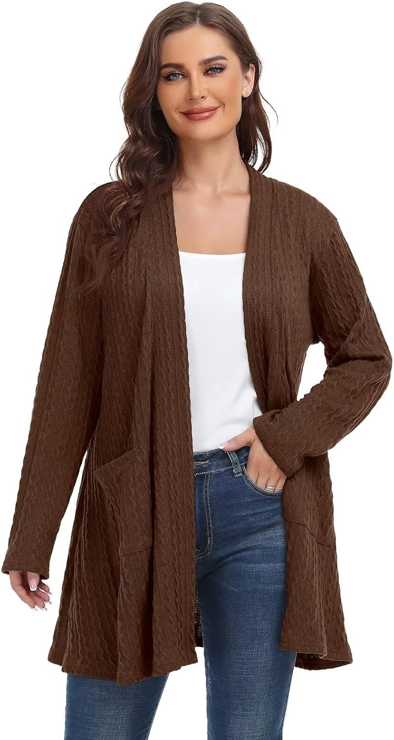 BELAROI Womens Plus Size Cardigan Long Sleeves Fall Sweaters with Pockets Lightweight Jacket Open Front (1X-5X)