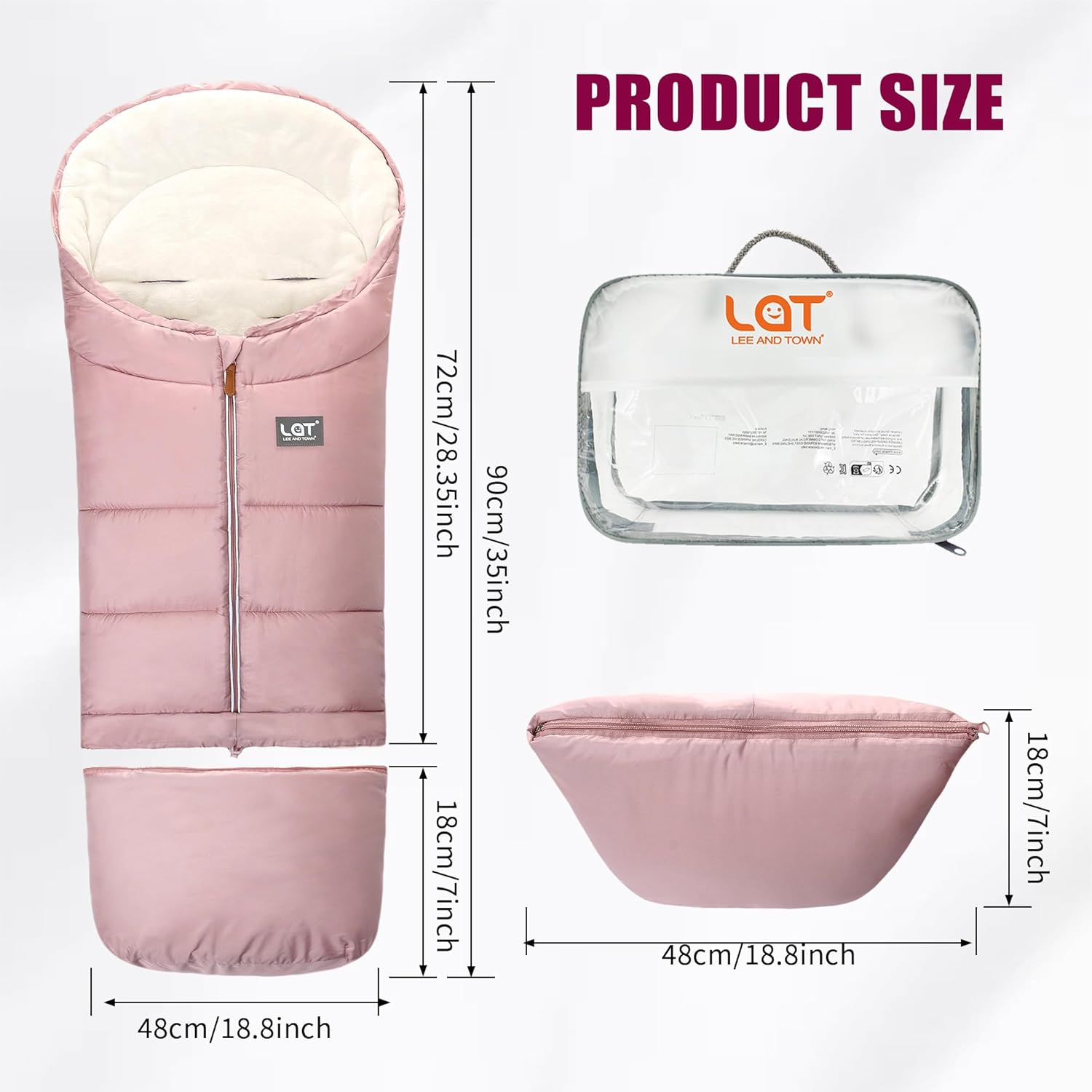 LAT Baby Warm Bunting Bag Universal,Extended and Removable,Stroller Sleeping Bag Cold Weather,Waterproof Toddler Footmuff