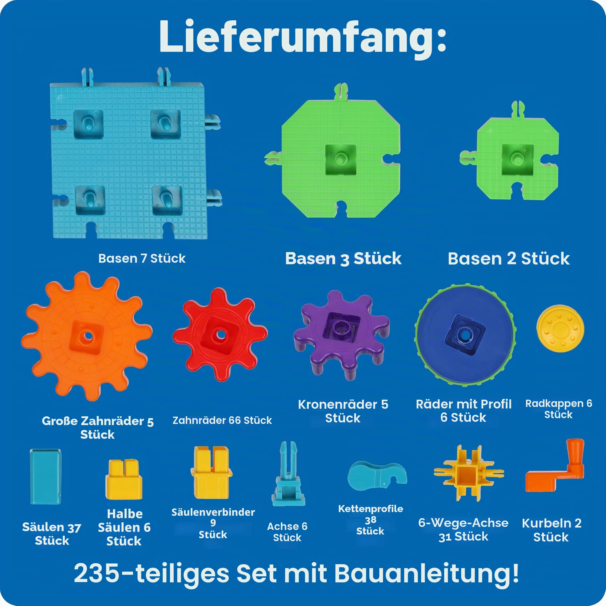 Learning Resources Gears! Gears! Gears! Gigantische Bauwerke, Mint, Zahnrad-Baukasten, 235 Teile, ab 4 Jahren