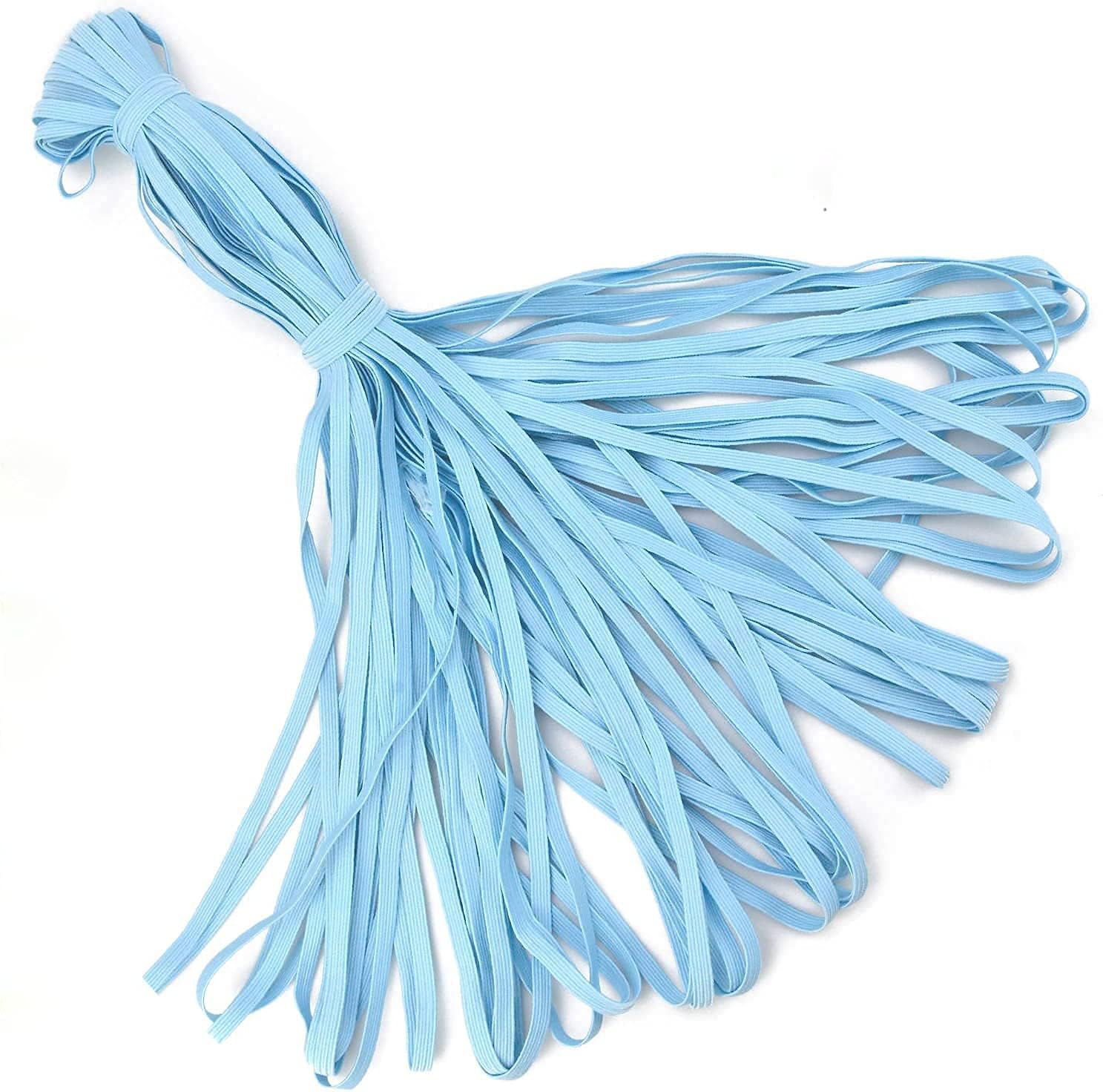 40 Yards Colorful Elastic Cord Band with Heavy Stretch Knit and Width Braided Elastic for Sewing Craft DIY Earloop Cuff (Blue)
