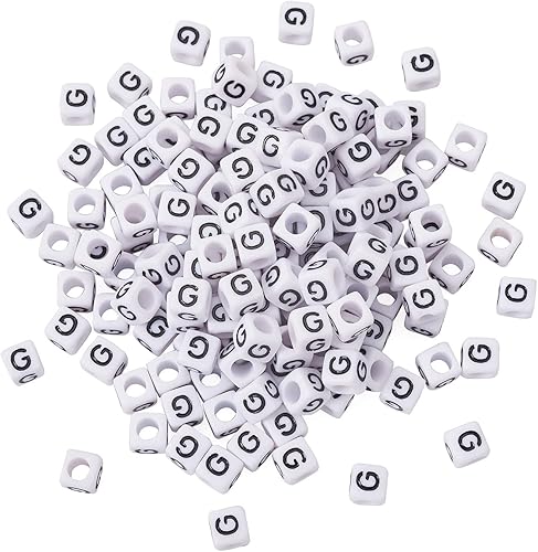 Vista 255 de FASHEWELRY 300 cuentas de letras acrílicas blancas de 0.236 x 0.236 pulgadas (0.236 x 0.236 in), cuentas del alfabeto para hacer pulseras
