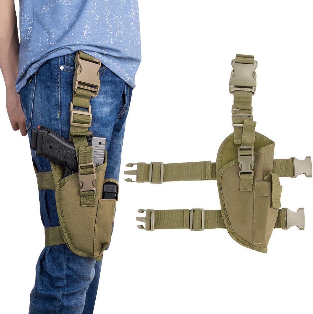 GVN Drop Leg Adjustable Tactical Leg Holster Pistol Gun Holster Fits Glock, Ruger LCP, M&P, Sig Sauer, Ruger, Kahr, Beretta, 1911 etc (Right Handed)