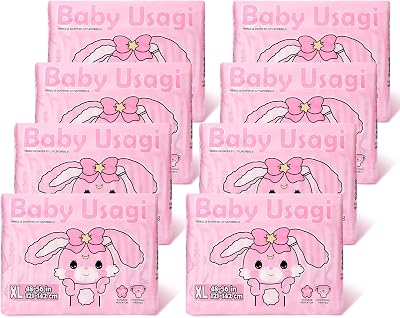 Littleforbig Adult Printed Diaper 80 Pieces (8 Packs) - Baby Usagi (X-Large 48