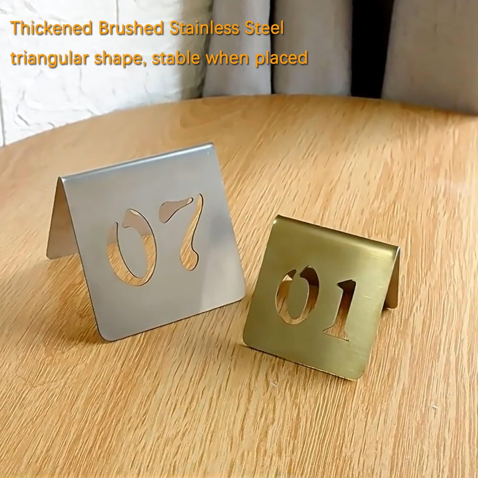 Edelstahl Tischnummern Hochzeit Sitzplan Tischkarten Table Numbers Sitzplan Hochzeit, Platzkarten Tischnummernkarten Doppelseitige Table Numbers für Bankette, Cafés, Restaurants(Gold-8cm,1-10)