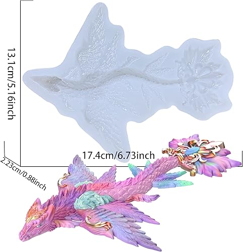 Miniatura 2 de Magical Sky Dragon - Molde de silicona de resina epoxi 3D para manualidades de azúcar de fondant, decoración de pasteles, arcilla polimérica, yeso
