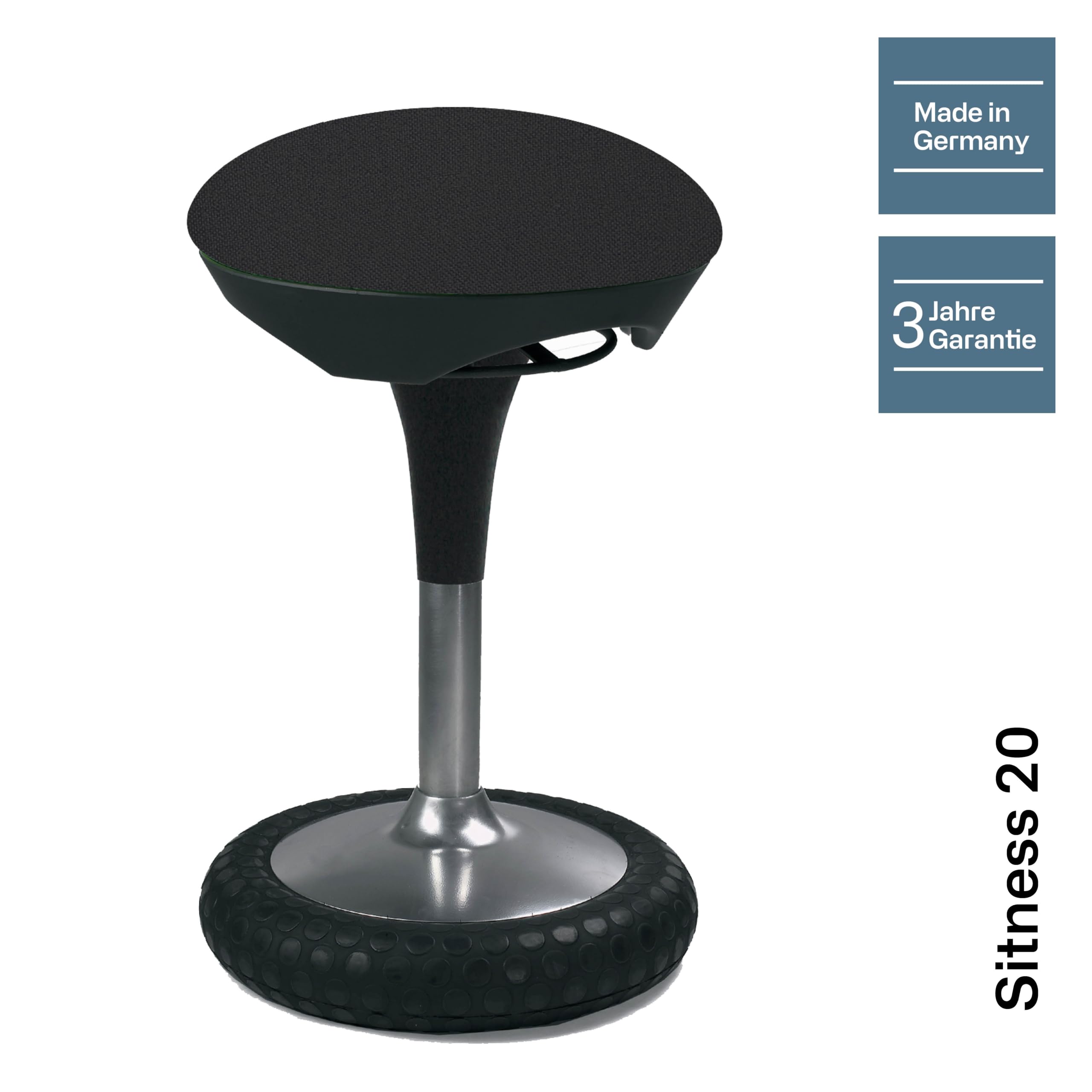 Topstar SI69 G20 Sitness 20 - Taburete, Color Negro | Fabricado en Alemania | Taburete de oficina ergonómico con efecto oscilante | Seguridad probada por GS-Intertek