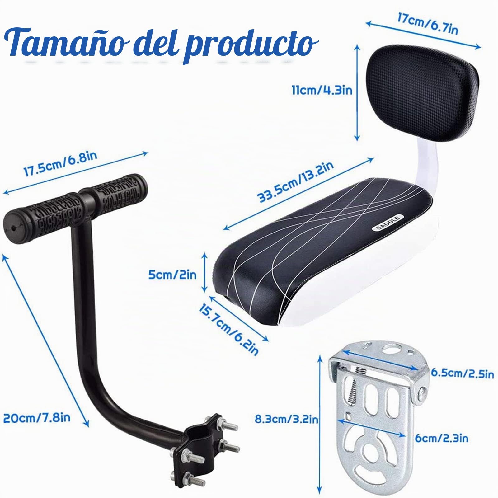 auvstar Cojín para Asiento Trasero de Bicicleta,Asiento Trasero de Bicicleta de montaña,Asiento Trasero de vehículo eléctrico,cojín para Asiento Trasero, Incluye cojín y reposapiés