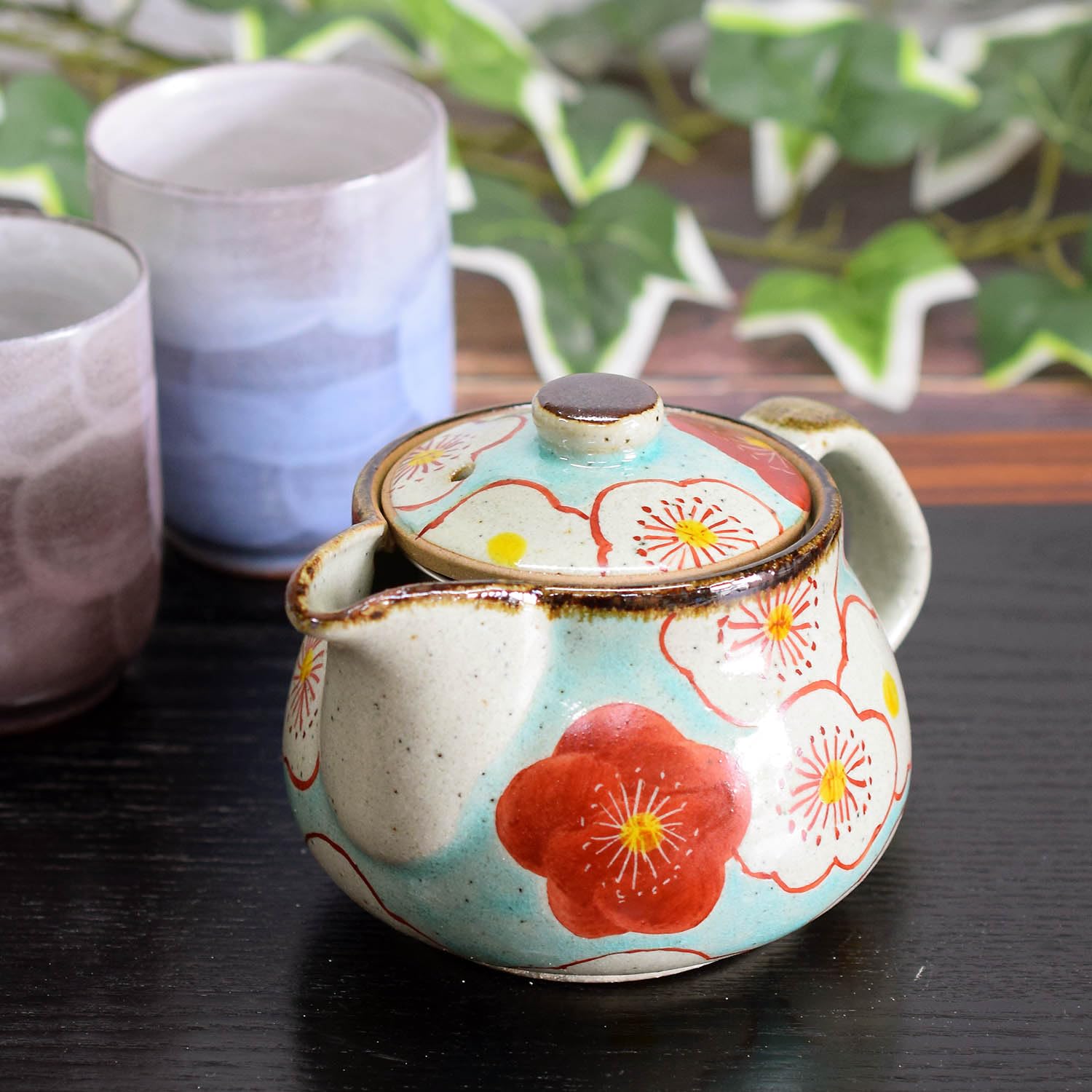 茶道具 金鈴 梅の花 食籠 (じきろう) 九谷焼 九谷勝山 蓋付菓子器（蓋 