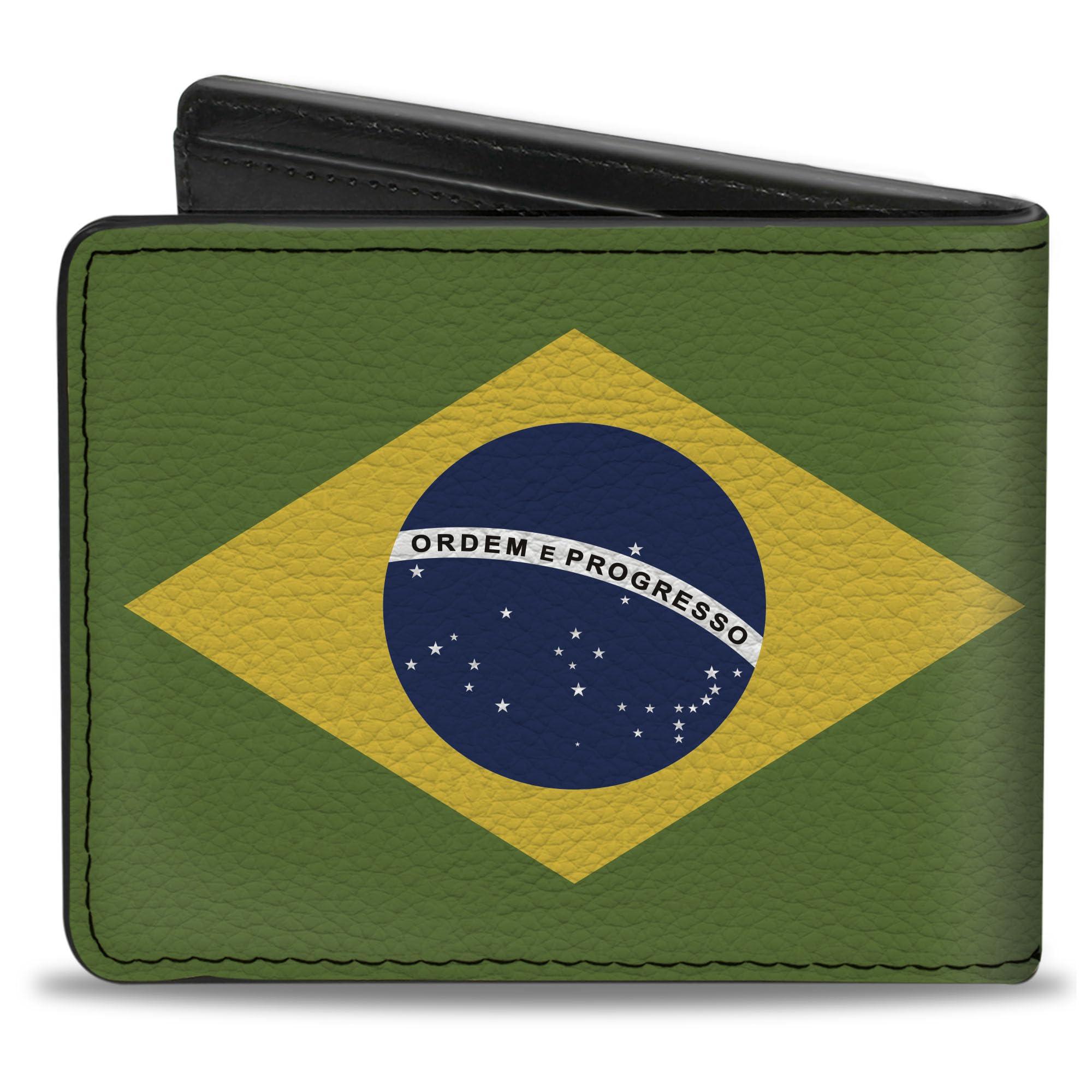 Buckle-Down Men's Wallet, Bifold, Brazil Flags, Vegan Leather, Multi, 4.0