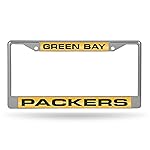 Rico Industries NFL Green Bay Packers Alternate Chrome Laser License Frame 12 x 6 Laser Cut Chrome Frame - Car/Truck/SUV Automobile Accessory