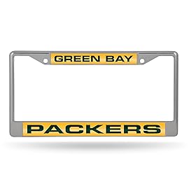 Rico Industries NFL Green Bay Packers Alternate Chrome Laser License Frame 12 x 6 Laser Cut Chrome Frame - Car/Truck/SUV Automobile Accessory