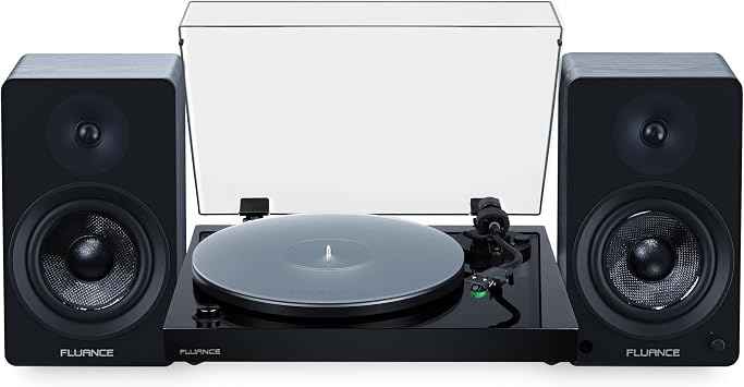 Fluance RT81+ Elite Vinyl Turntable (Piano Black) and Ai61 6.5 Stereo Bookshelf Speakers (Black Ash) Bundle: High Fidelity Sound, Detailed Audio Reproduction, Seamless Integration