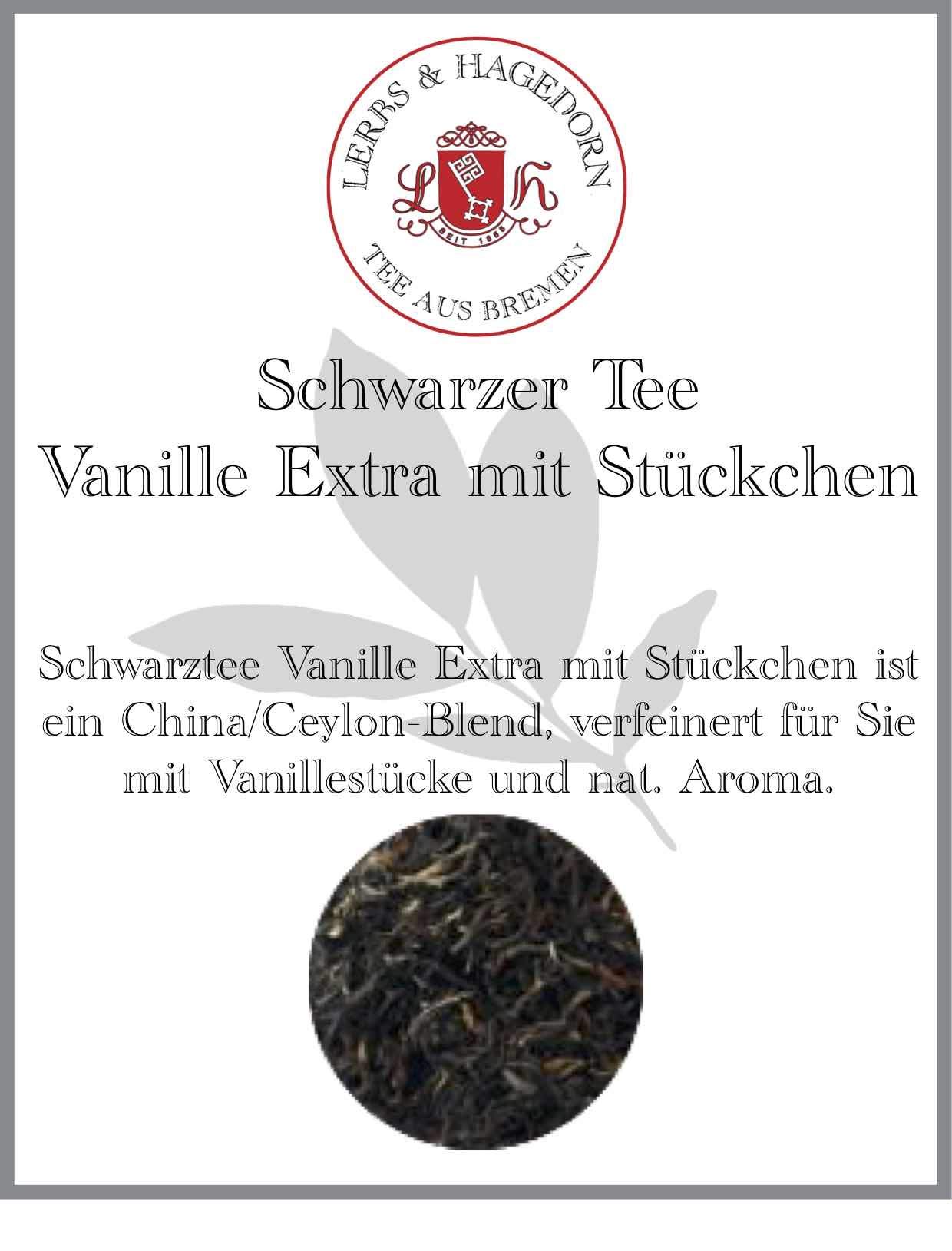 Lerbs & Hagedorn, Schwarz Tee Vanille Extra| Besonders Vanillig im Geschmack 1.5kg (ca. 122 Liter) Ceylon Tee