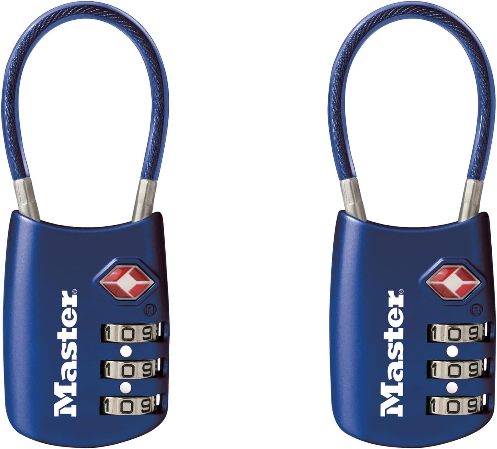 Master Lock Blue Set Your Own Combination TSA Approved Luggage Lock, Travel Zipper Padlock is Perfect for Suitcases, Bags, or Backpacks, 2 pk, 4688BLUEC2