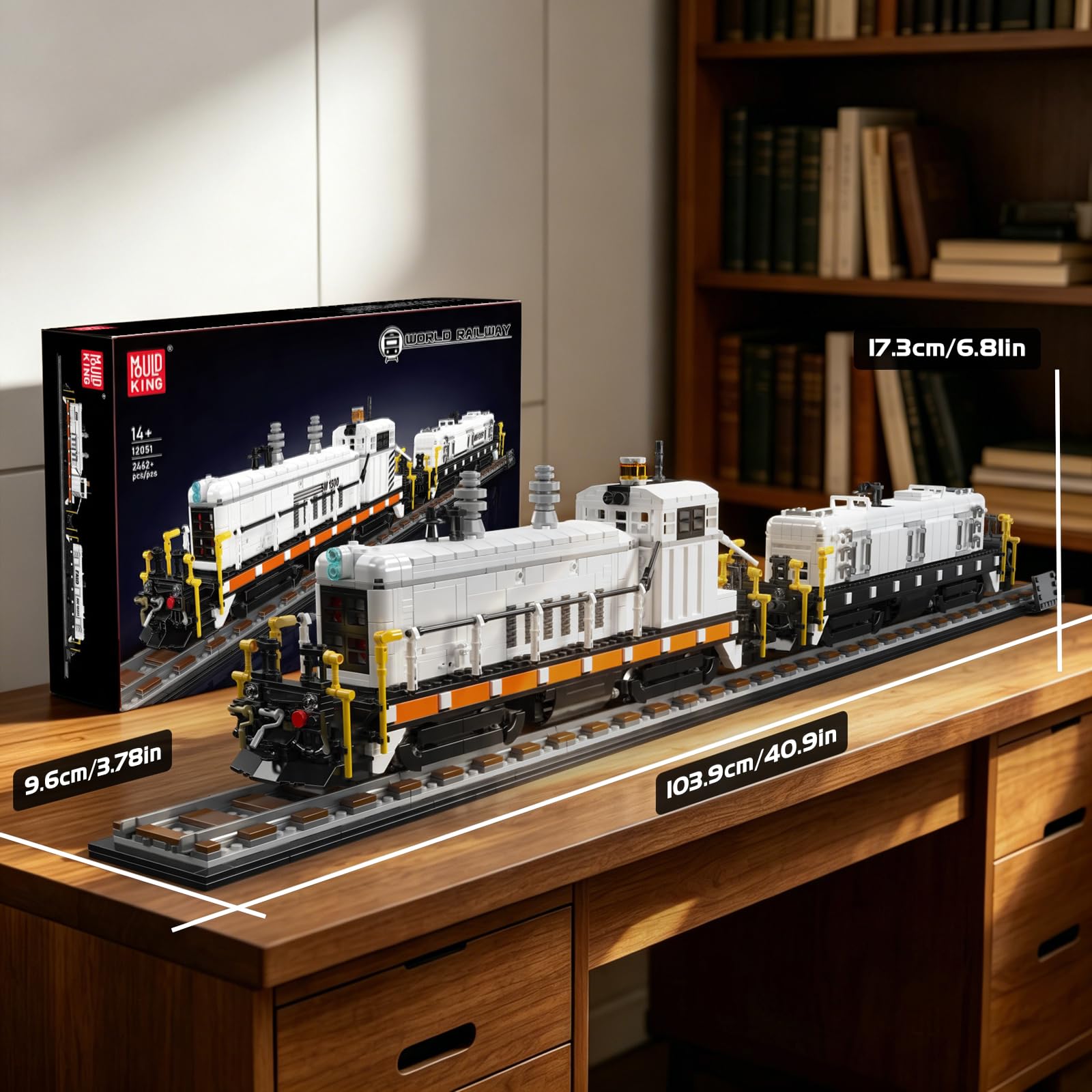 Mould King 12051 Technik Zug Bausteine Modell, 2462 Teile Statische Version Zug Blockmodell, Train Eisenbahn Kit als Spielzeug und Geschenk (14 Jahre und älter)
