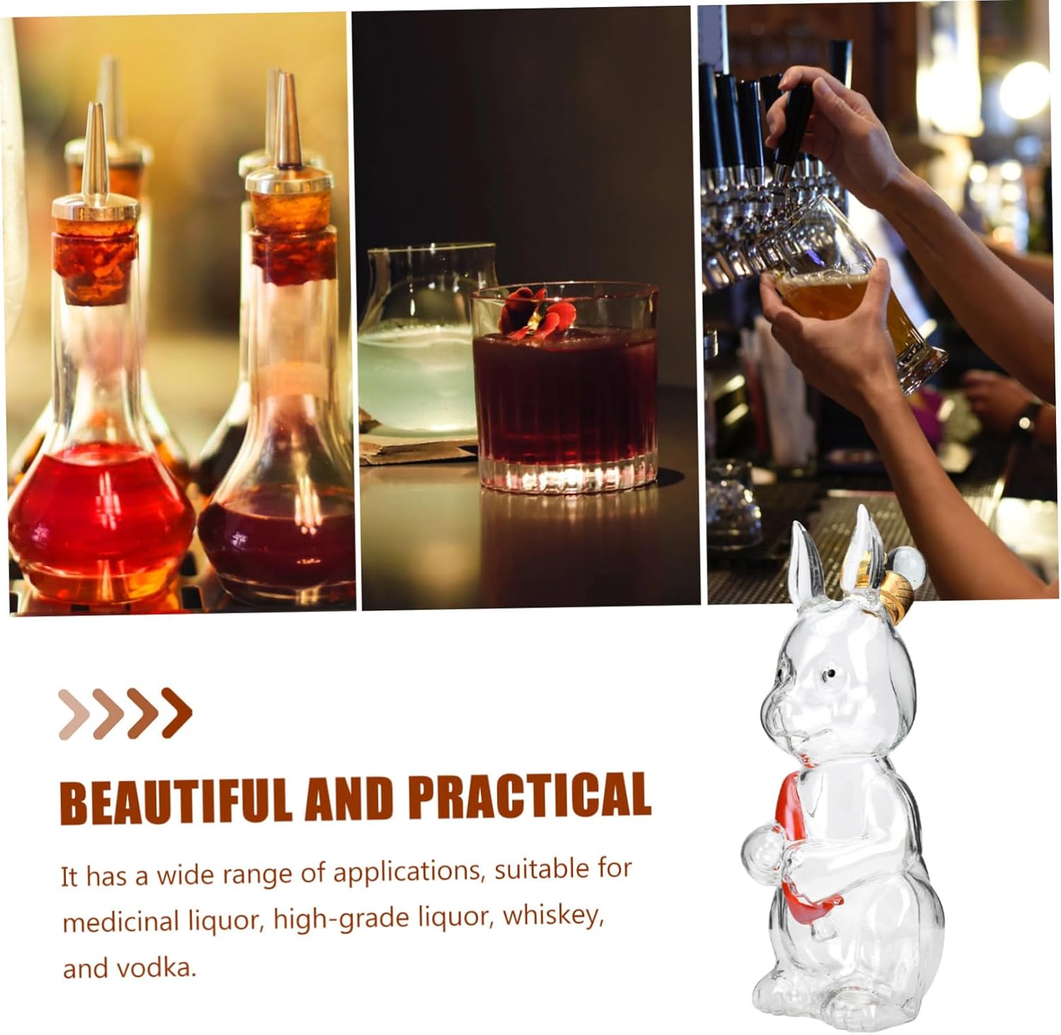 ABOOFAN Transparent Shaped Wine Bottle Unique Easter Bunny Design for Home and Restaurant Use Creative Decorative Glass Storage for Wine Making and Serving
