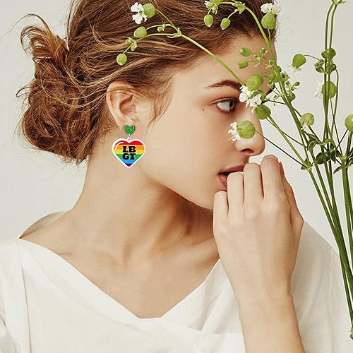 Miniatura 9 de Yimin Rainbow Earrings, LGBT Pride Dangle Earrings, Lesbian Earrings, Gay Pride Jewelry for Women & Men, LGBTQ Accessories