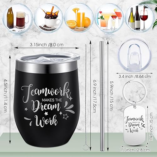 Miniatura 5 de 24 vasos de vino de 12 onzas, regalos de agradecimiento para mujeres, hombres, personal, profesores, equipo, con citas inspiradoras, llavero, vaso