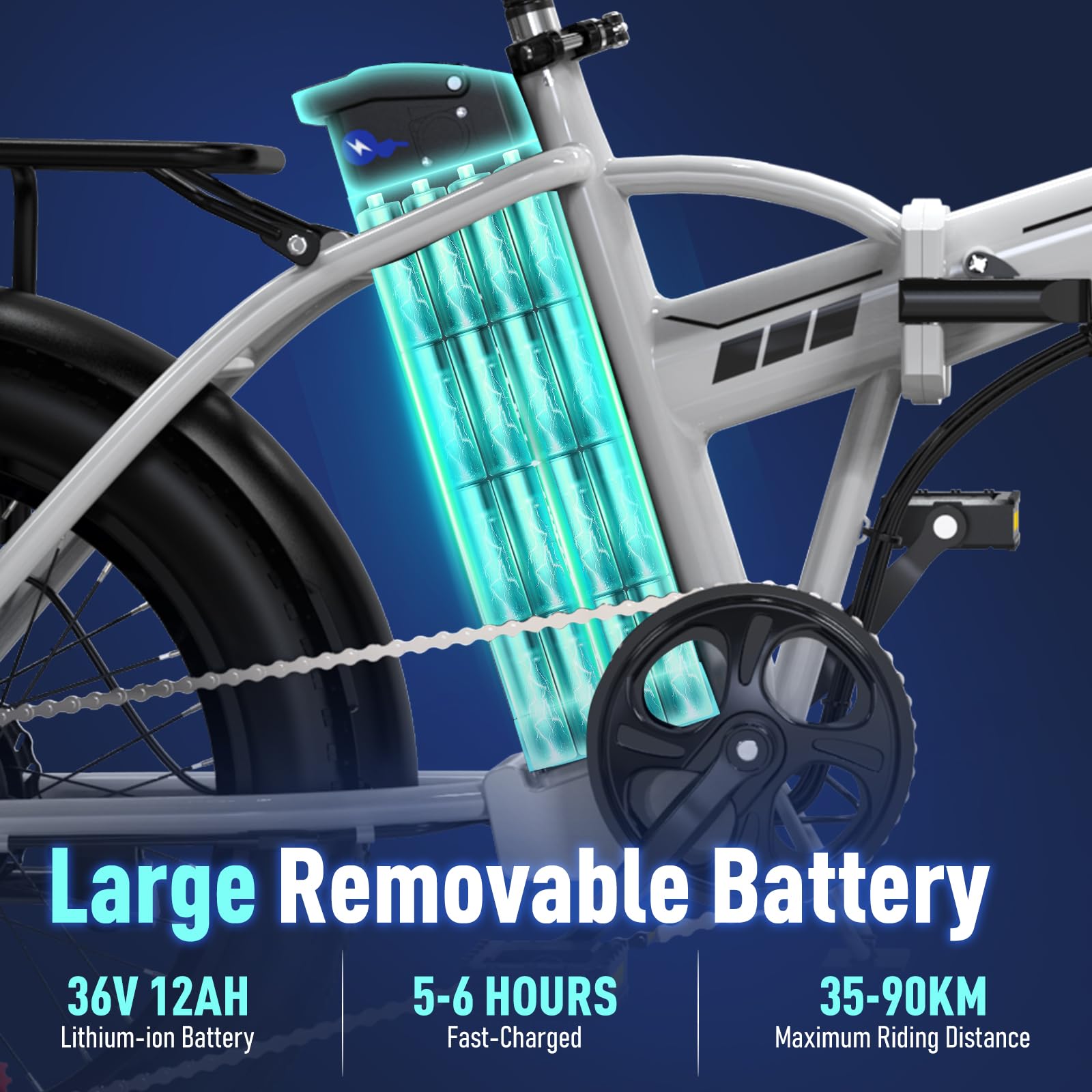 COLORWAY BK11M Vélo Électrique Pliable BK11M 250W, Vélo Fat Tire 20"*3.0, 7 Vitesses, Batterie 36V 12Ah, Moteur 250W, Écran LCD, Autonomie Max de 90 Km, Vélo Urbain Unisexe