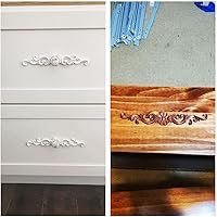 Vista 5 de MUXSAM Apliques de madera decorativos tallados, calcomanías largas de madera para decoración de muebles, tallas de roseta para puerta, gabinete