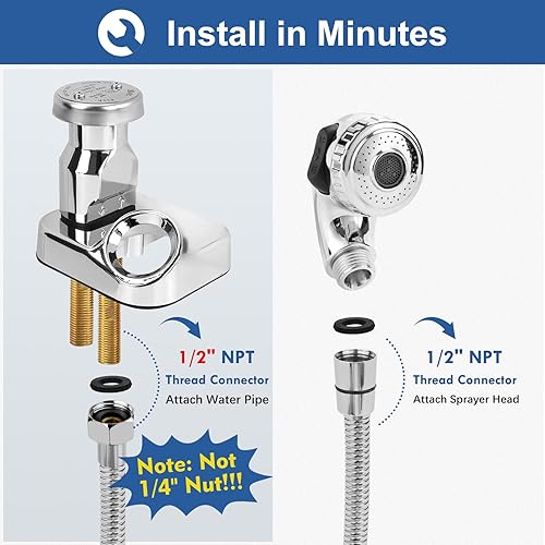 Miniatura 9 de Kit de rociador de manguera de tazón de champú, manguera de champú de tuerca de 1/2 pulgada para fijar la tubería de agua, para fregadero de salón y