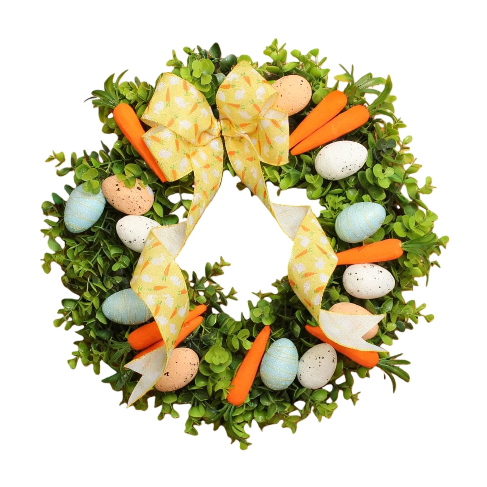 Nucelit Bright Easter Eggs Carrot Wreath Hanging Pendant for Party Holiday Decoration and Seasonal Home Display Easter Carrot Eggs Wreath