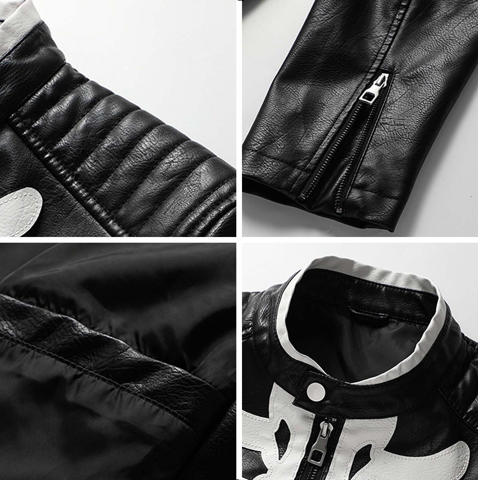 Giacca da uomo Primavera Estate Collo Alto Giacca Uomo Metà Stagione Moto in Pelle Cappotto Halloween Scheletro Giacche Aviatore Deguisement Cosplay Saharian Bombers da Lavoro Jacket Cappotti Bomber