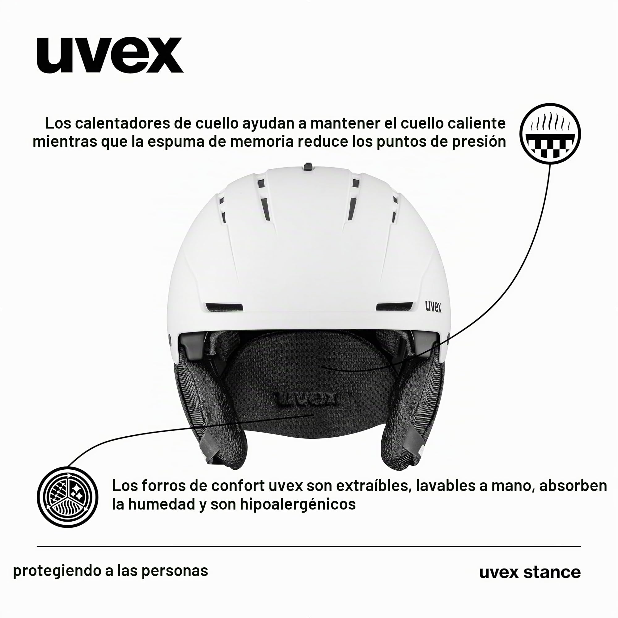 uvex stance Casco de esquí, Adultos unisex, white matt, 54-58 cm