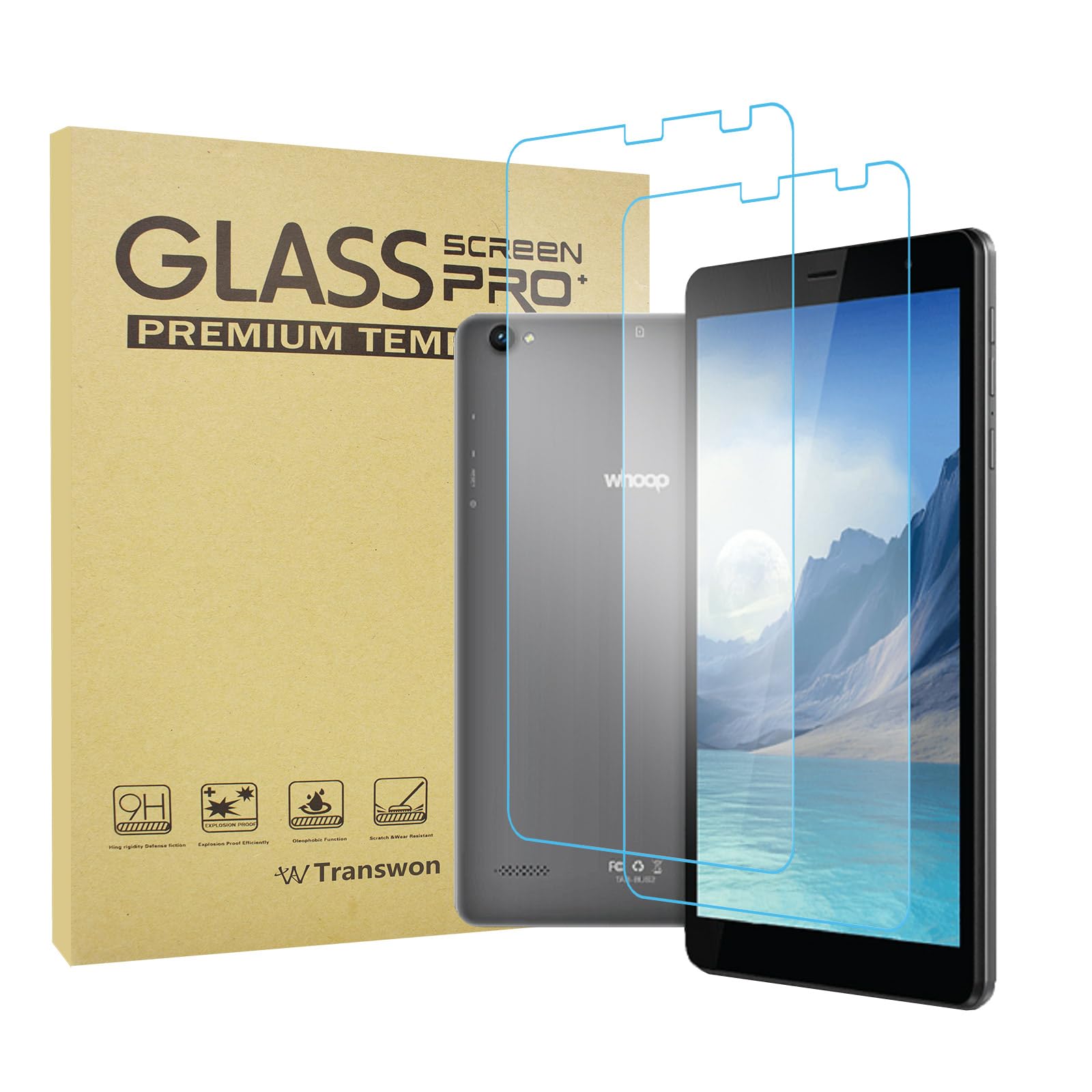 2PCS Tempered Glass Screen Protector for WHOOP Tab-8US2 Tablet/Maxwest Nitro 8/ Maxwest Astro 8Q/ ROVER R8/ MAZE SPEED Tablet 8 inch SSB8T323