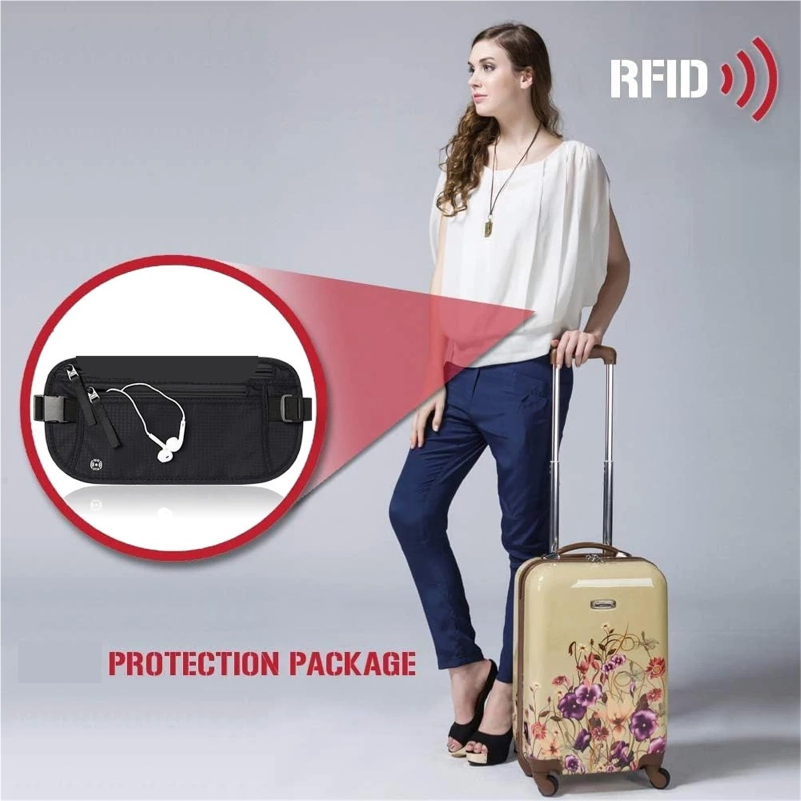 Reise-Geldgürtel, schmale Reisepasshülle for Schutz von Bargeld, Kreditkarten und Reisedokumenten Für Laufen(Black)
