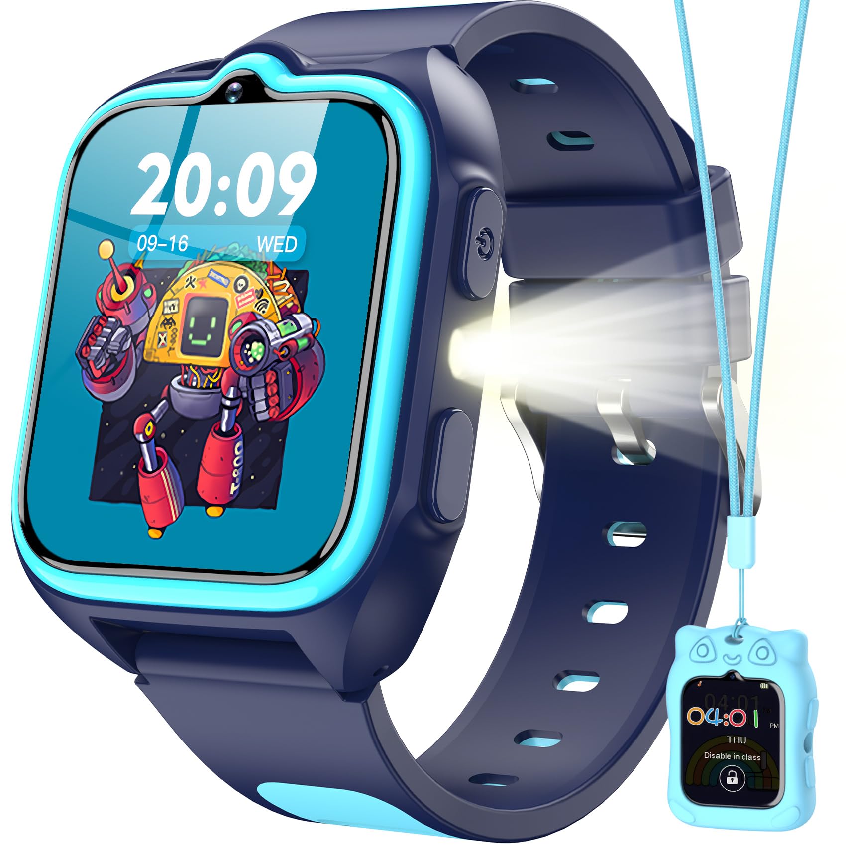 Blackview Montre Connectée Enfant - Montre Enfant Intelligente sans Téléphone Nécessaire, Écran Tactile avec Caméra, 30 Jeux Éducatifs, 13 Trackers d'Habitudes, Lampe Poche pour Garçons 4-12 Ans