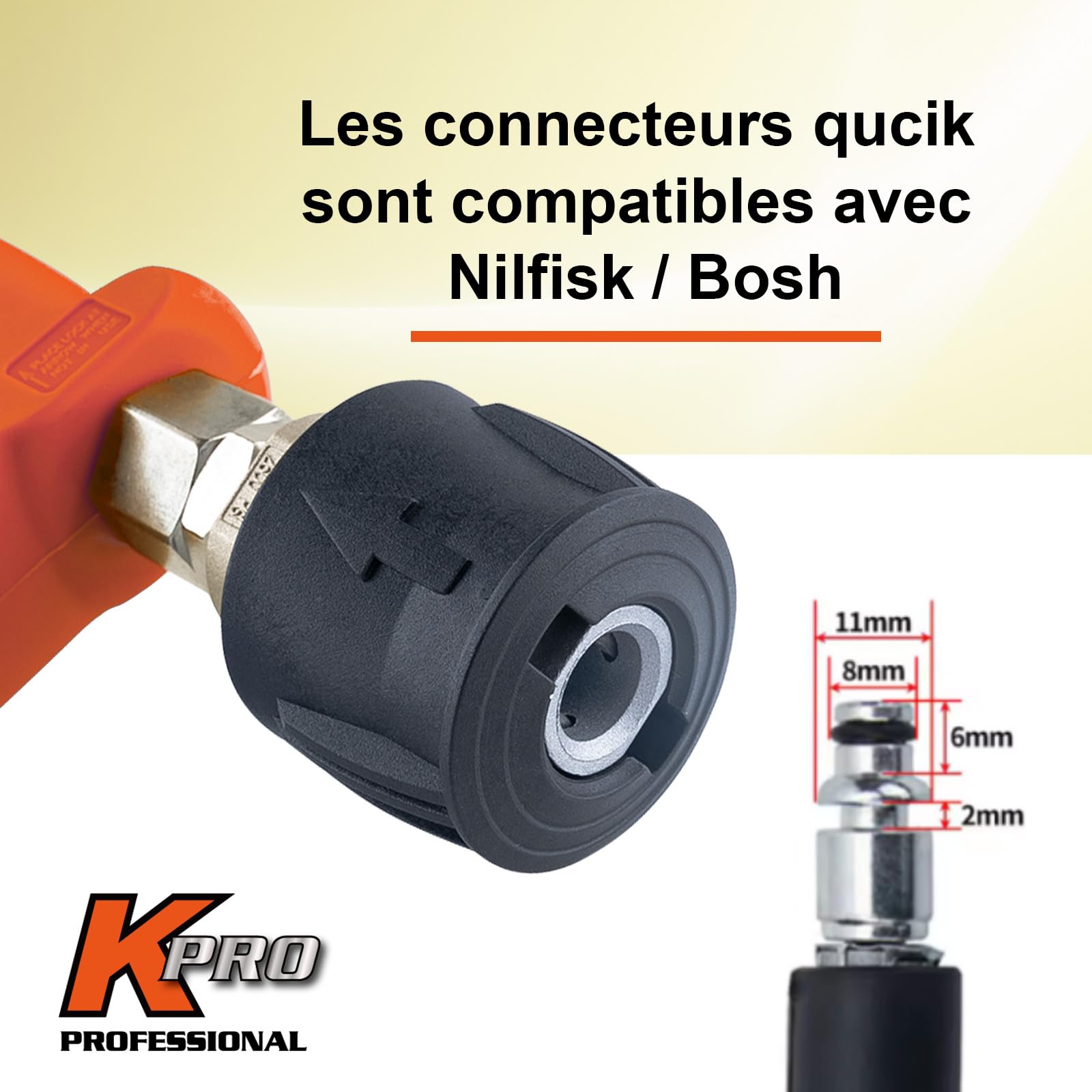 Kebtek Pistolet Haute Pression Compatible avec Nilfisk/Bosch avec Canon à Mousse et 5 Embout de Buse