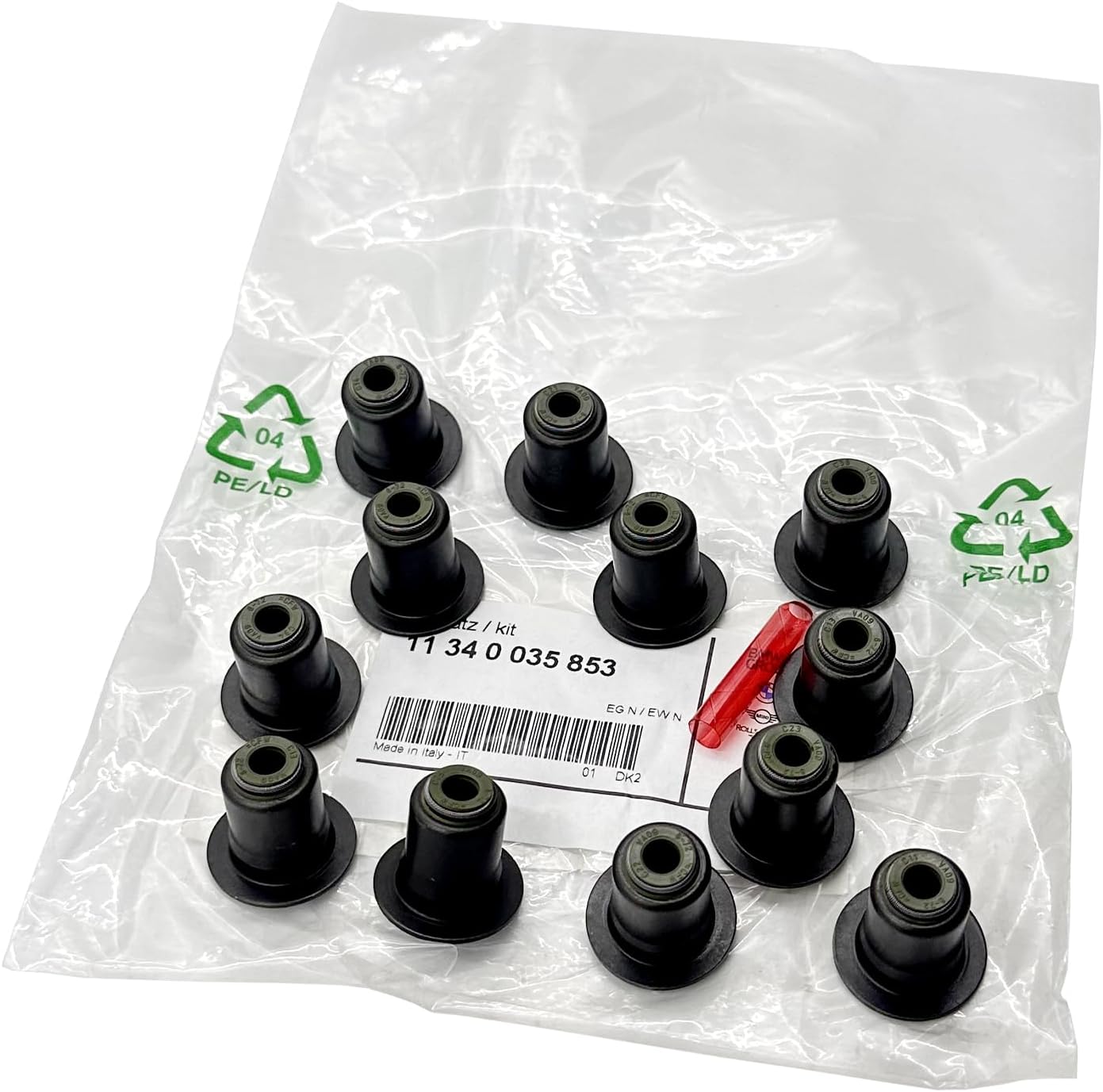 OEM parts 11340035853, N52 N54 N55 B58 N20 B38 B48 engine Exhaust Valve seal kit, For BMW MINI X1 X2 X3 X4 X5 X6 X7 Z4 135i 230i 330i 440i 540i 740Li Engines valve oil Sealing, 11340034055 12pcs