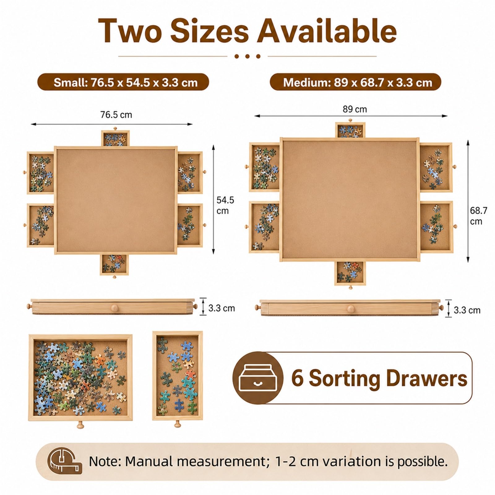 Porta Puzzles Portatile,Tavole per Puzzle,Tavolo da Puzzle Portatile,con 6 Cassetti,Base Rotante A 360°,Ideale per Adulti E Appassionati di Puzzle