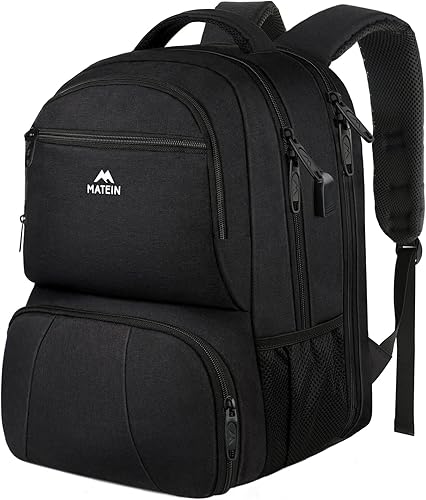 MATEIN Mochila de almuerzo para hombres, mochila térmica grande de 18 pulgadas con puerto de carga USB, resistente al agua para laptop con bolsa de